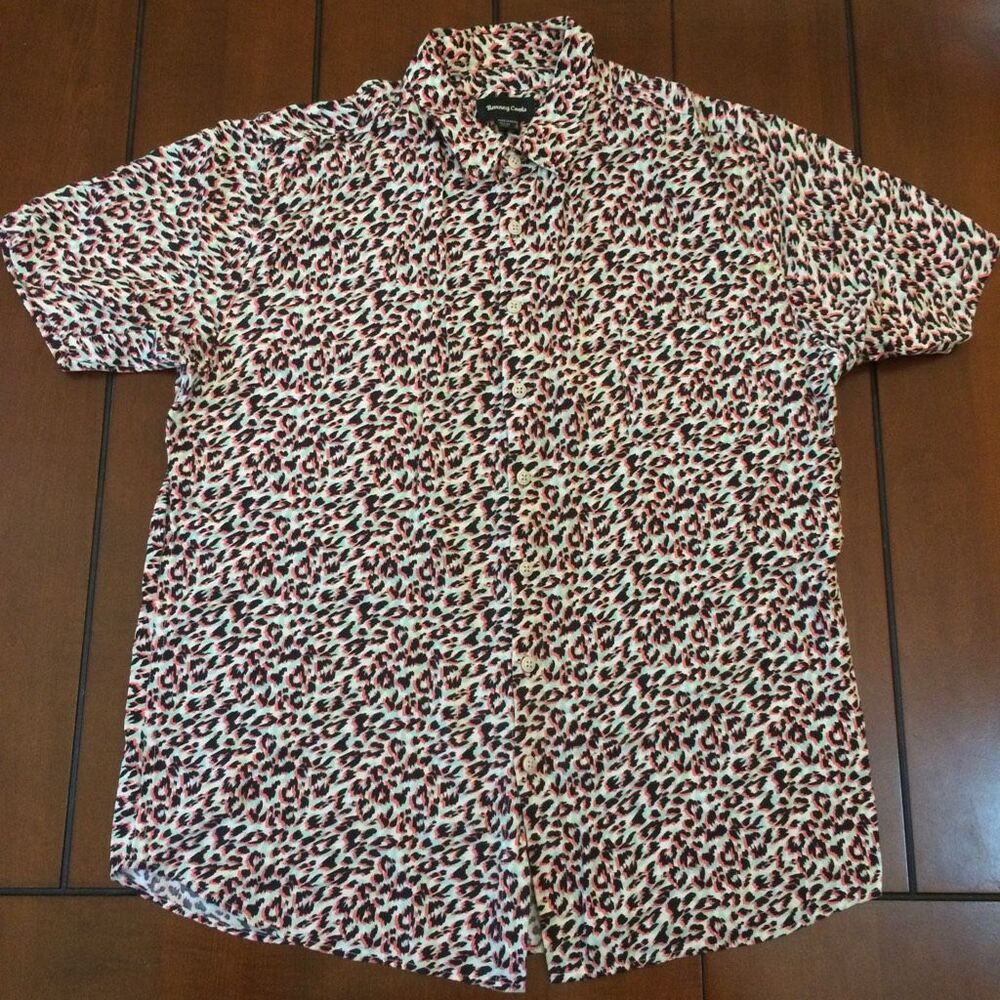 Barney Cools holiday shirt white leopard large